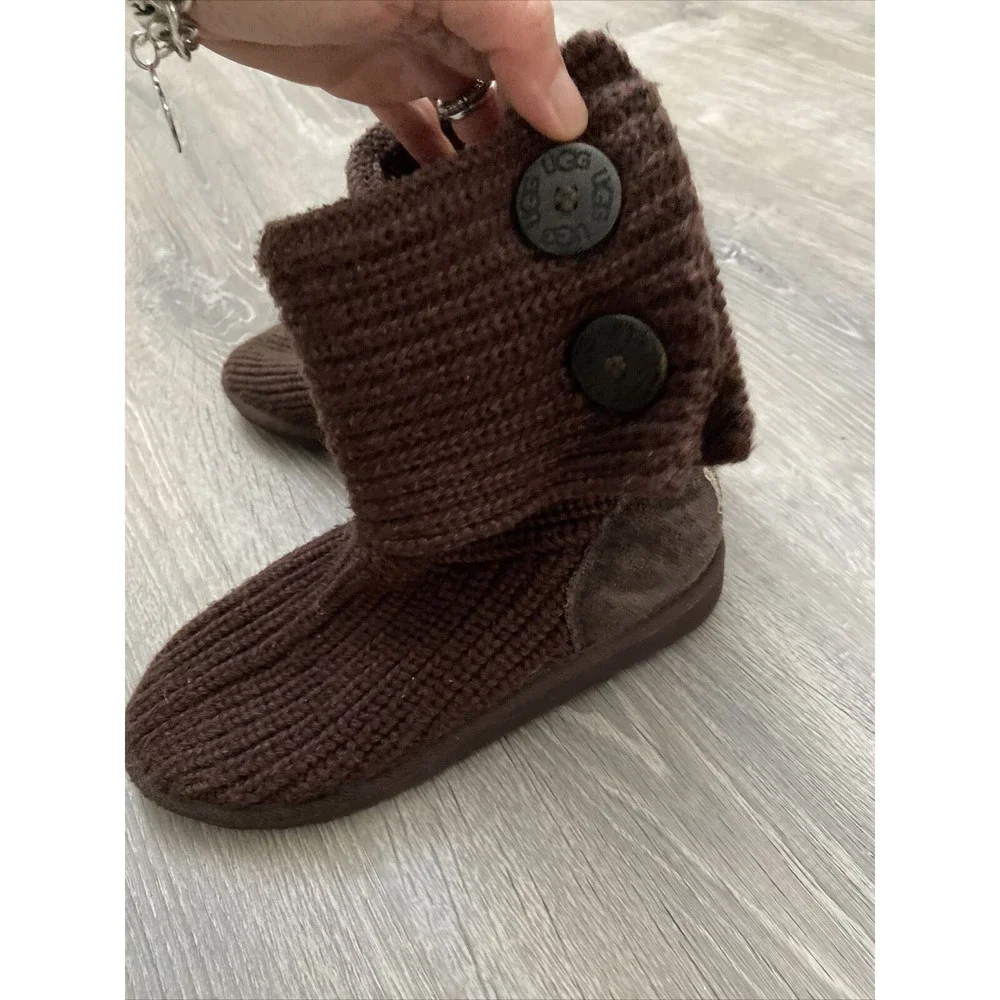 UGG Australia 5649 Women's Brown Woven Textile Fold Down Sweater Boots US Size 4
